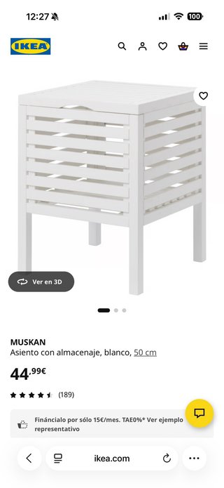 Asiento Almacenaje Muskan Ikea Blanco