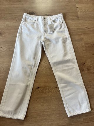 Pantalón recto Mango Talla L/40 Blanco