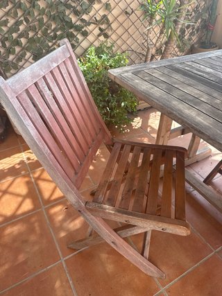 Mesa y 4 Sillas Terraza Madera