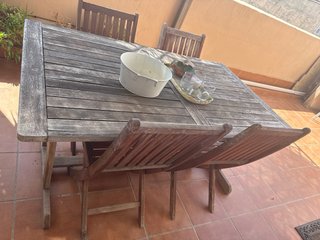 Mesa y 4 Sillas Terraza Madera