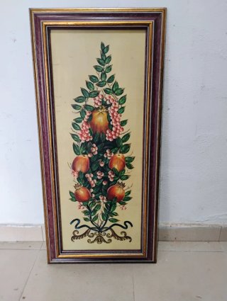 Cuadro antiguo frutas y hojas