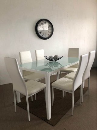 Mesa de comedor blanca con 6 sillas - Oferta