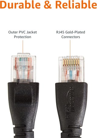 Amazon Basics Cable de Red Ethernet con Conectores RJ45 (Cat. 6, 1000 Mbit/s, 3 m), Negro