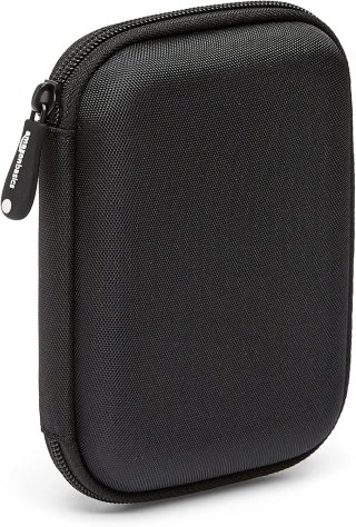 Amazon Basics Funda de Disco Duro, 15.1 x 10.8 x 4.2 cm, Color Negro y Naranja