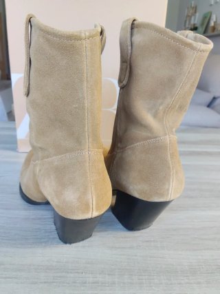 Botas Zara Serraje Tacón Ancho Beige