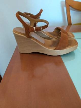 Sandalias Unisa Talla 38 Cuña Marrón