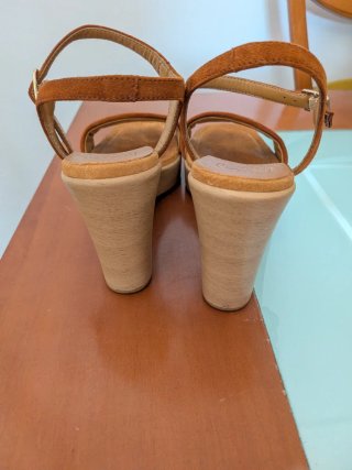 Sandalias Unisa Talla 38 Cuña Marrón
