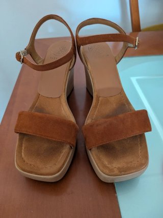 Sandalias Unisa Talla 38 Cuña Marrón