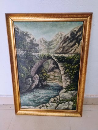 Cuadro antiguo puente piedra