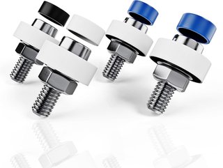 A0023 -1 Set de 4 tornillos M5 x 20 mm DIN 84 con tapas para fijación de matrícula