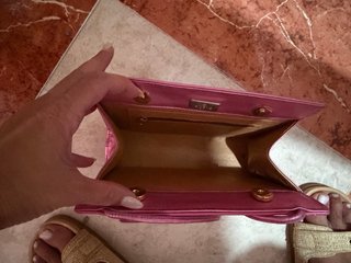 Bolso de fiesta piel rosa y plata,