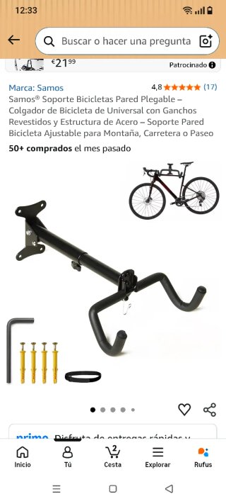 Soporte Bicicletas Pared Plegable