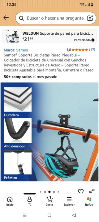 Soporte Bicicletas Pared Plegable
