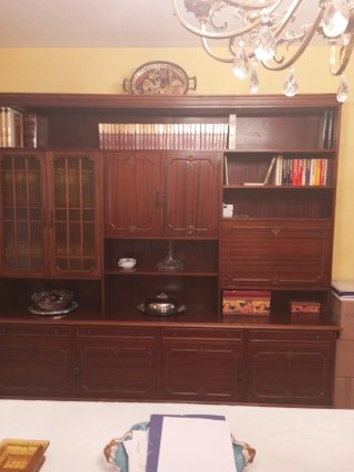Mueble Librería Salón Madera y Cristal