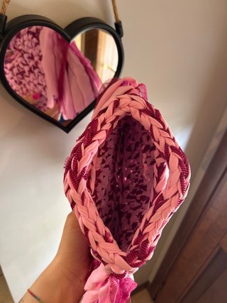 Borsa uncinetto rosa e rossa