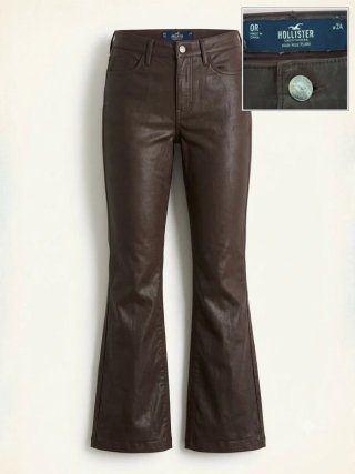 Pantalón Hollister efecto piel marrón talla XS