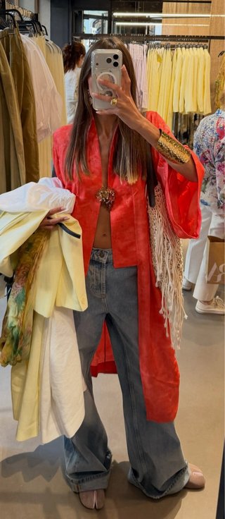 Kimono Zara Marisa Berenson x Jacquard Rojo