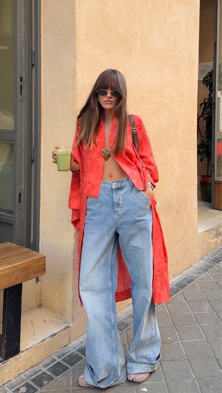 Kimono Zara Marisa Berenson x Jacquard Rojo