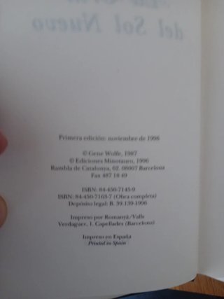 Gene Wolfe- La urth del sol nuevo. 1a edicion.