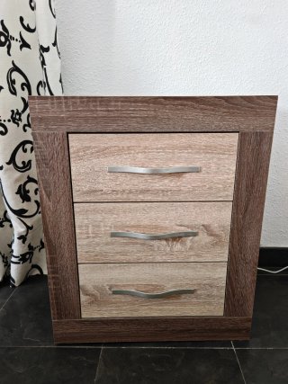 Cabecero y 2 mesitas de noche madera