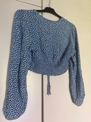 Blusa azul floral Talla 34