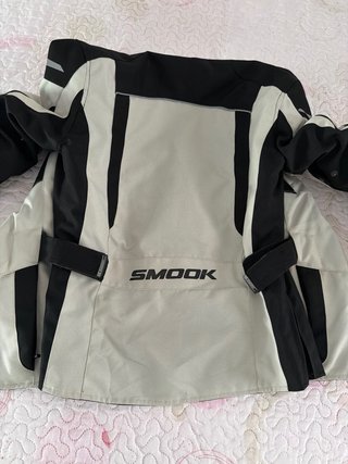 Chaqueta Moto Mujer Beige y Negra