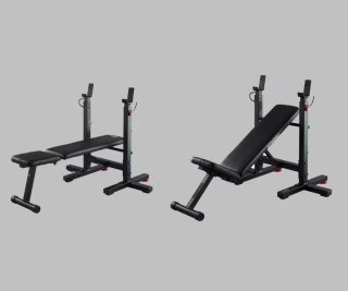 Banco musculación rack plegable Corength + barra.