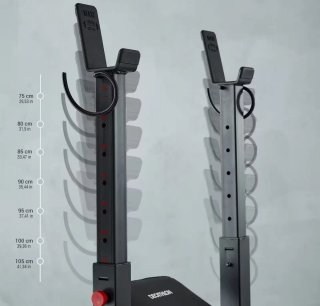 Banco musculación rack plegable Corength + barra.