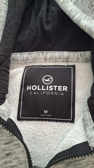 Sudadera Hollister gris jaspeado y blanca