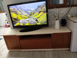 Mueble TV Samsung Beige y Marrón
