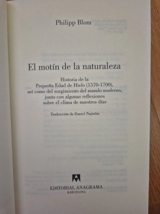 Libro El motín de la naturaleza