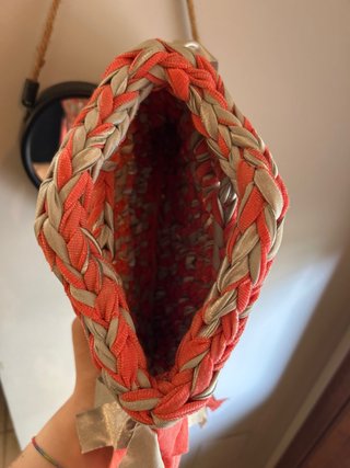 Borsa uncinetto corallo e argento