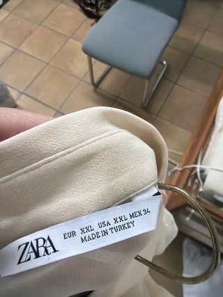Camisa Zara Beige Chiffon Panel