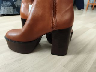 Botines Camel Tacon Plataforma Talla 40