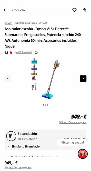 Aspirador Dyson V15s Detect Submarine