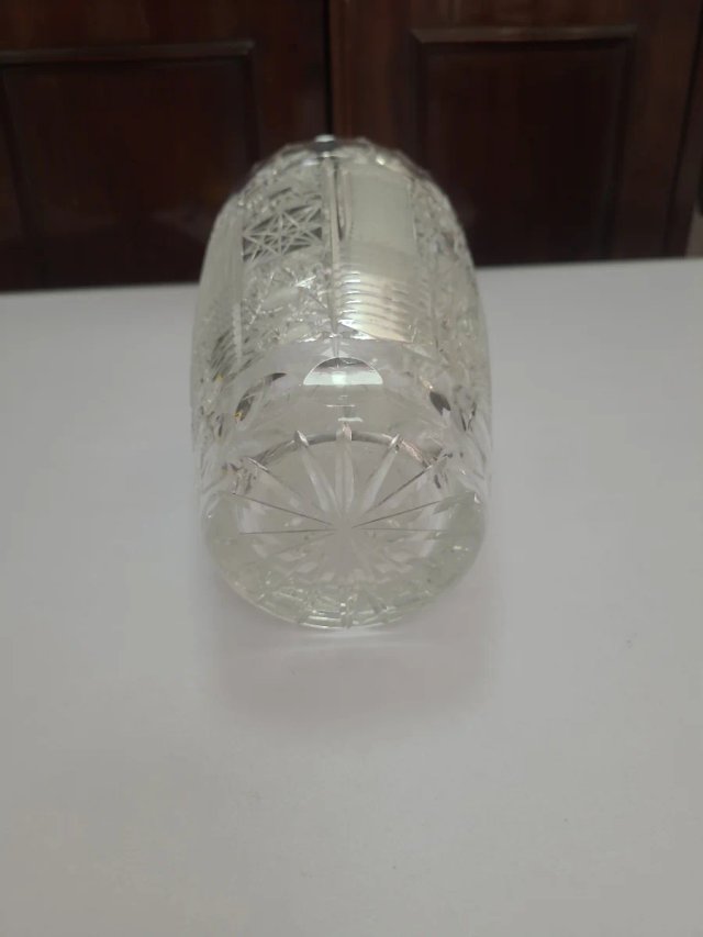 Florero Cristal Tallado Antiguo
