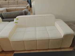 Sofá 2 plazas tela beige/blanco