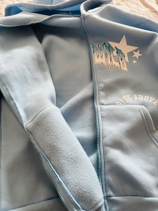 Sudadera con cremallera azul turquesa