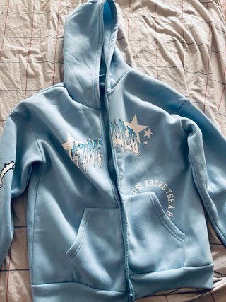 Sudadera con cremallera azul turquesa
