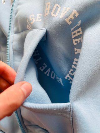 Sudadera con cremallera azul turquesa