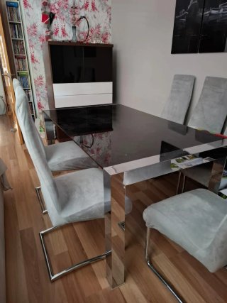 ¡¡¡ MESA SALÓN COMEDOR DISEÑO METAL Y CRISTAL !!!
