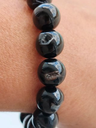 Pulsera Geodas Ágata Negra Natural