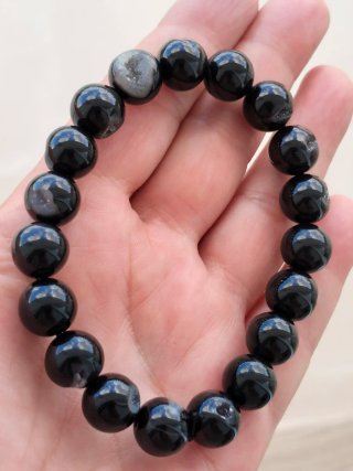 Pulsera Geodas Ágata Negra Natural