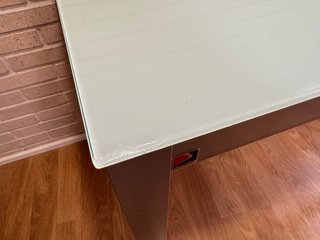 Mesa de cocina cristal templado y metal