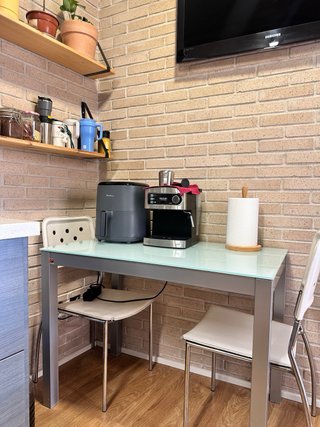 Mesa de cocina cristal templado y metal