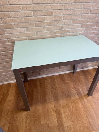 Mesa de cocina cristal templado y metal