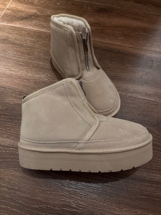 Botines plataforma pelo beige