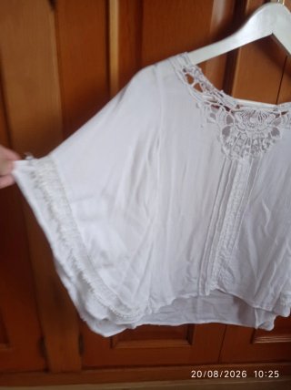 Blusa blanca manga murciélago talla única