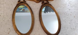 Conjunto Decorativo: Abanico, Espejos y Cuadro