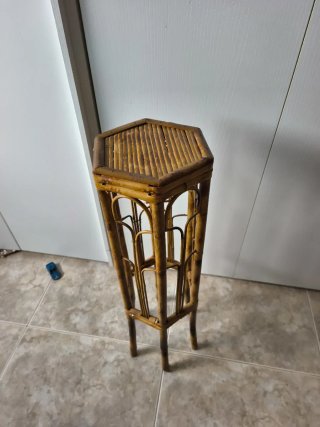Mesa Soporte Planta Bambú Vintage Hexagonal
